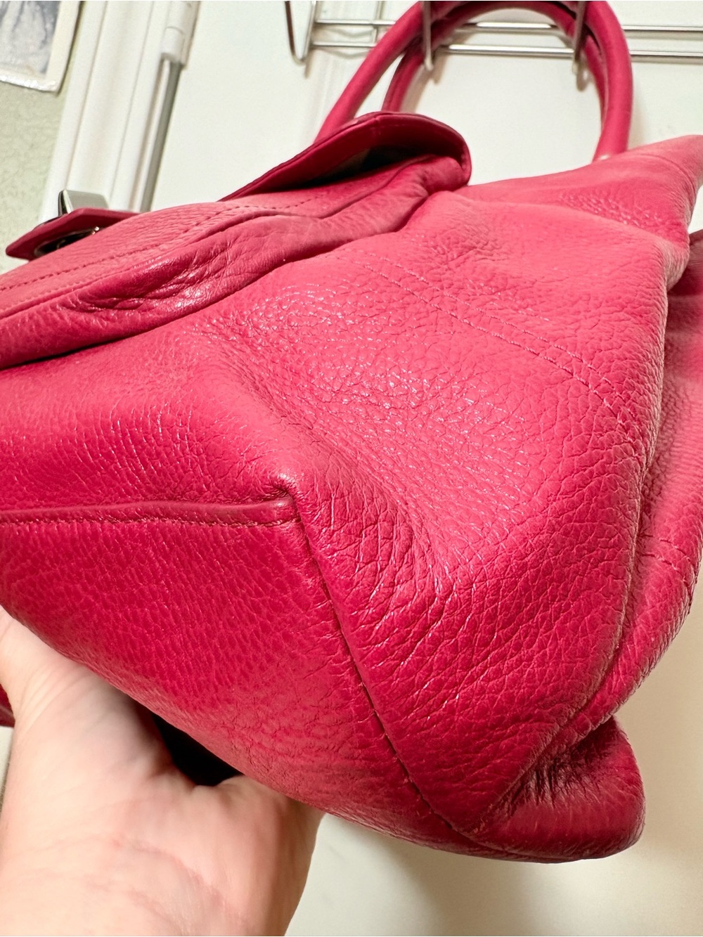 Coach Hampton Raspberry Pink Pebbled Leather Shoulder Bag - Picture 8 of 14